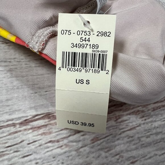 NEW Aerie Scoop Floral Ruffle Bikini Top Size S Pink Orange Yellow Swimwear NWT - Picture 6 of 8